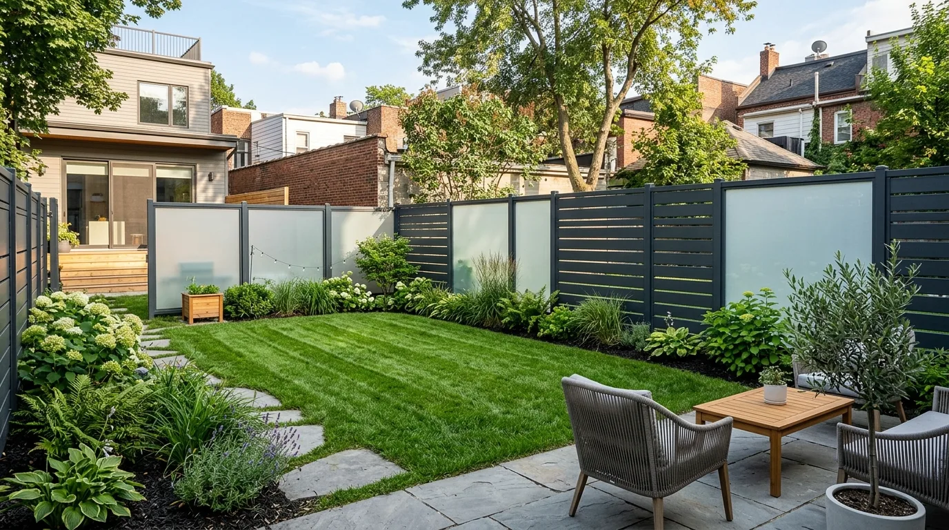 Metal and Frosted Glass Fence